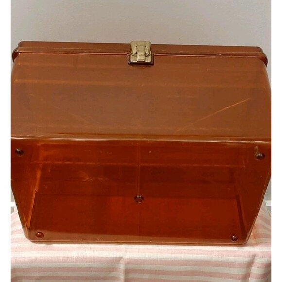 Vintage WIL HOLD Wilson Plastic Burnt Orange Translucent Sewing Box 2 Trays USA - Picture 8 of 9